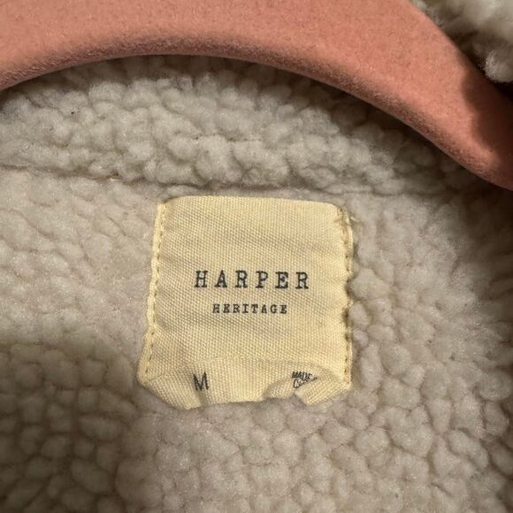 Harper Heritage Womens Soft Pastel Power Pink Denim Sherpa Jacket Gilmore Girls - Picture 3 of 5